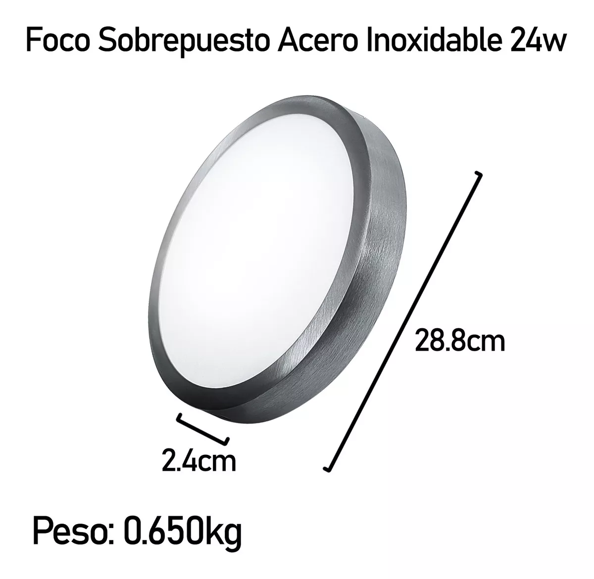 10 FOCO PLAFON LED REDONDO SOBREPUESTO 24W LUZ FRIA NIQUEL - 2