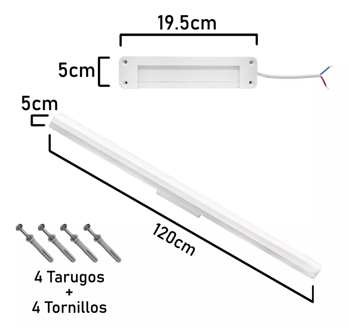 FOCO TUBO LED 48W LUMINARIA LINEAL LUZ FRÍA 120CM - 2