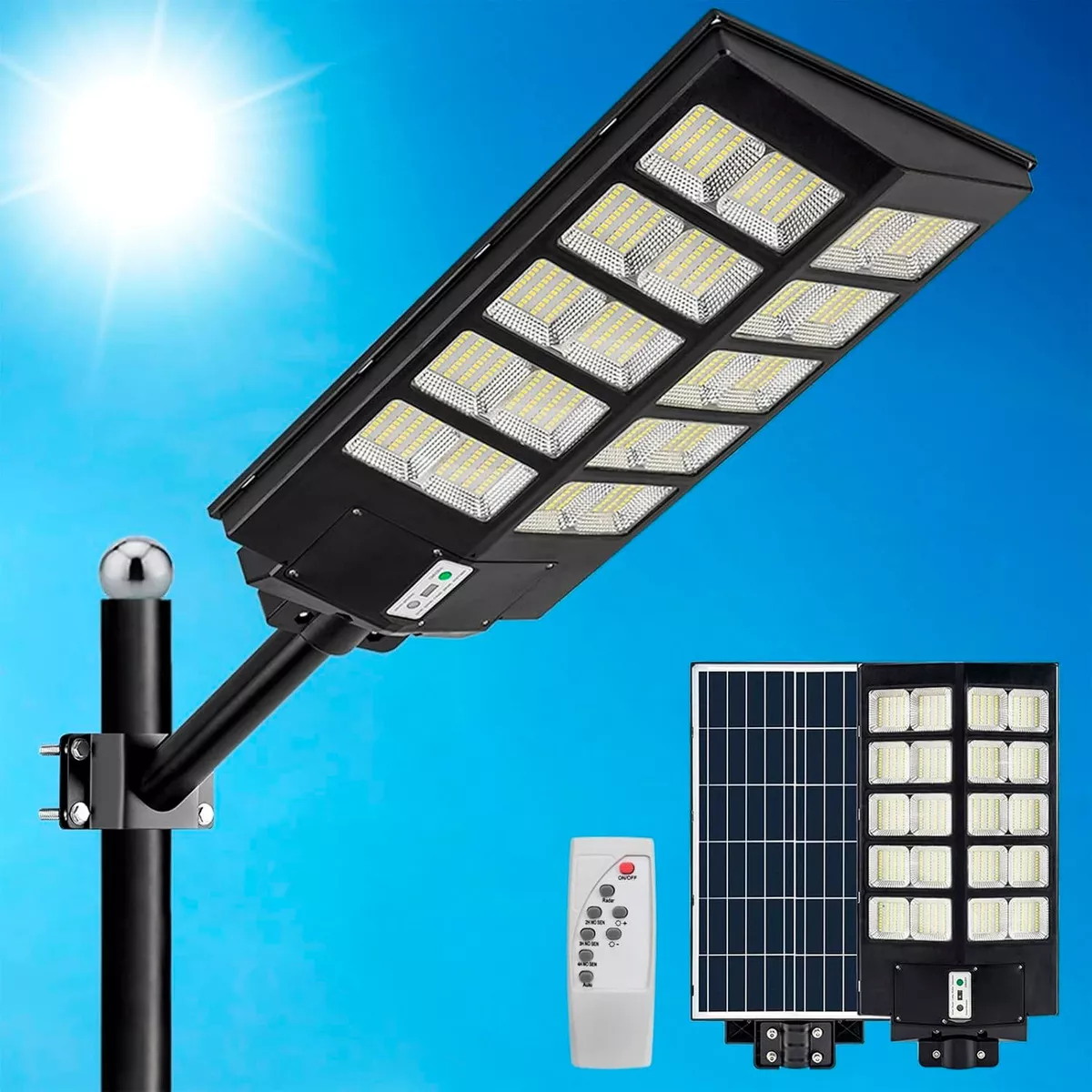 FOCO POSTE SOLAR LED 1200W IP67 EXTERIOR ALTA POTENCIA C/R - 3