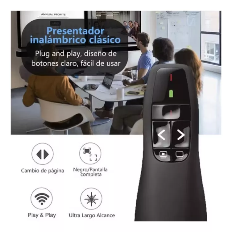 PRESENTADOR POWERPOINT PUNTERO LASER 100M R400 INALÁMBRICO - 3