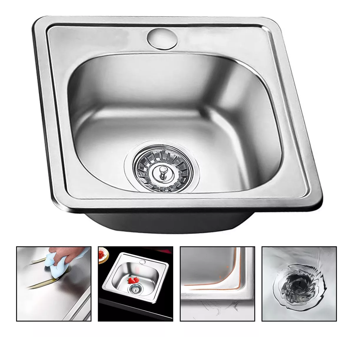 LAVAPLATOS EMPOTRADO 38X38 CLASICO ACERO INOXIDABLE CROMADO - 1