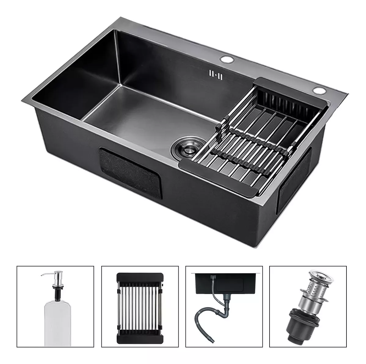 LAVAPLATOS HANDSINK SOBRECUBIERTA ACERO 60X45CM + ACCESORIOS - 1