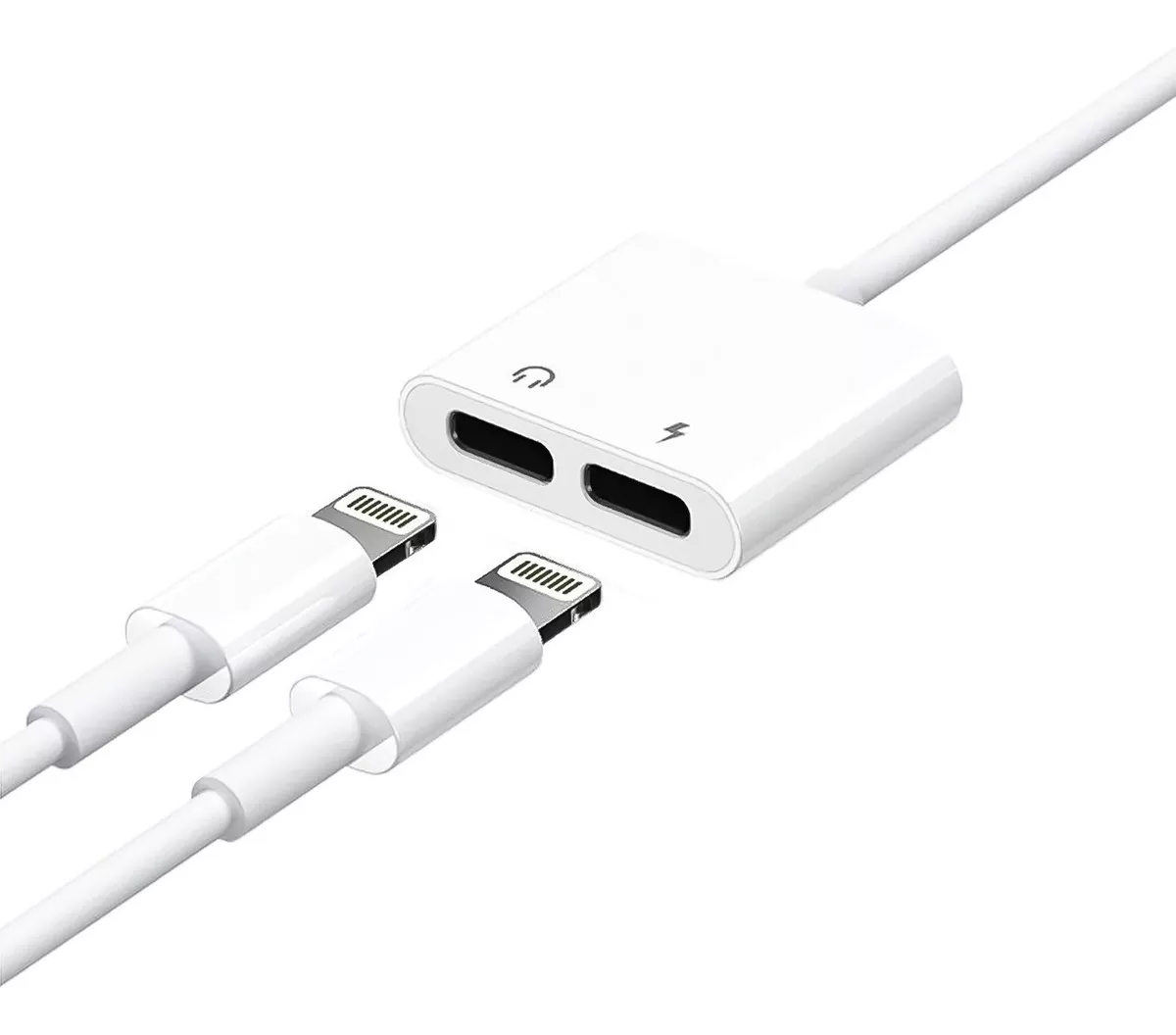 ADAPTADOR AUDIO Y CARGA LIGHTNING COMPATIBLE CON IPHONE COLOR BLANCO - 2