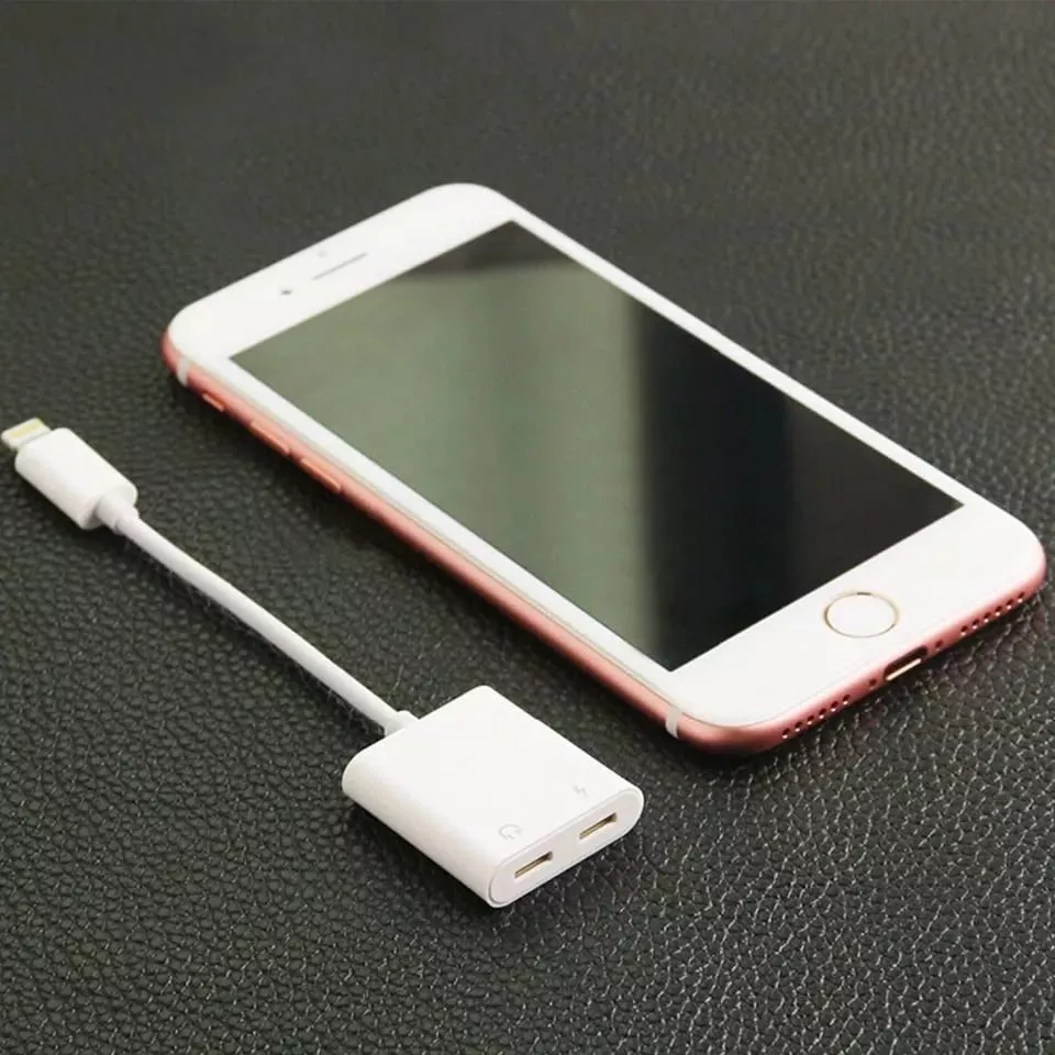 ADAPTADOR AUDIO Y CARGA LIGHTNING COMPATIBLE CON IPHONE COLOR BLANCO - 5