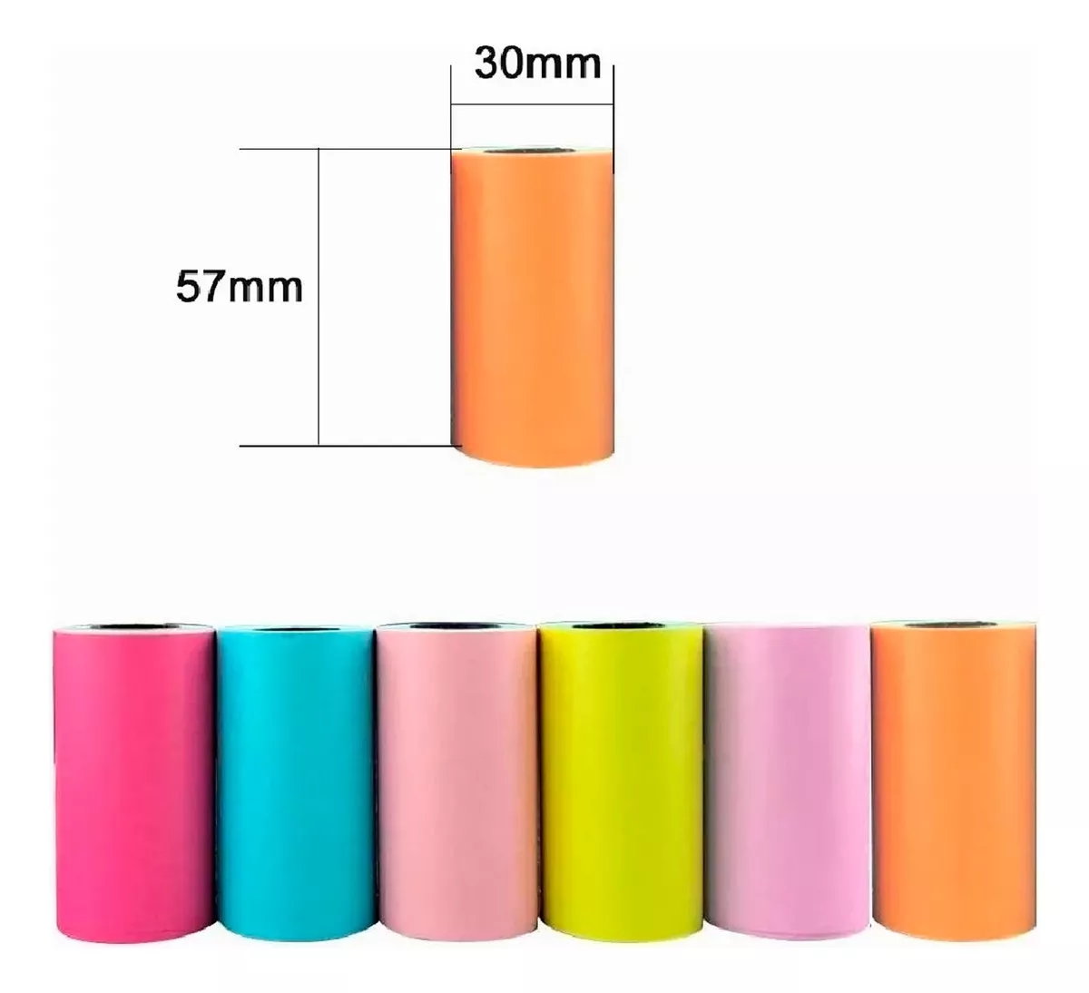 7 ROLLOS PAPEL ADHESIVO IMPRESORA TÉRMICA COLORES 57X30MM - 2