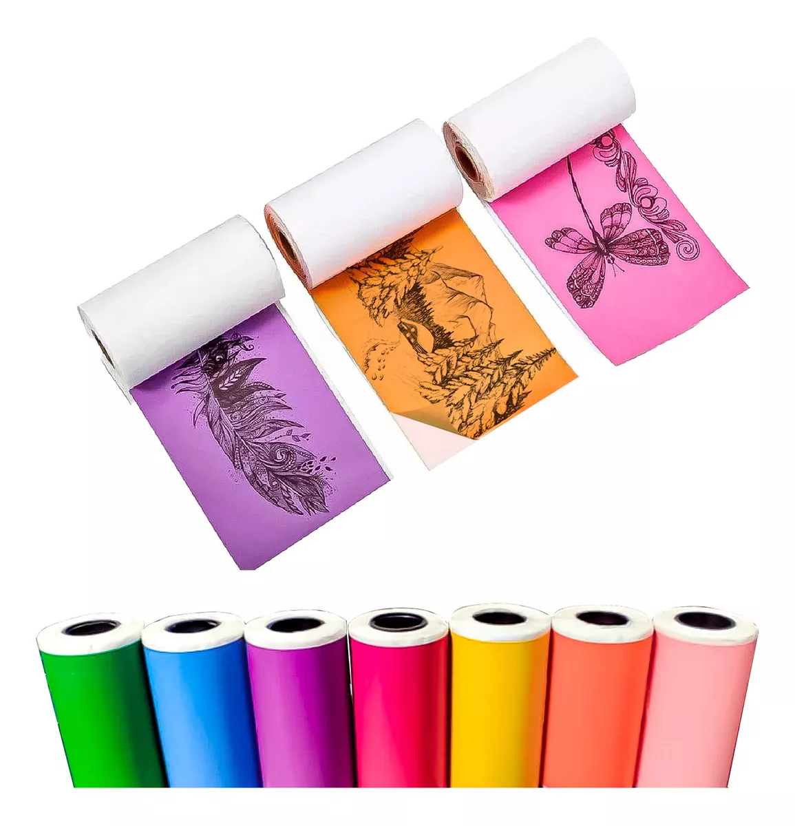 7 ROLLOS PAPEL ADHESIVO IMPRESORA TÉRMICA COLORES 57X30MM - 3