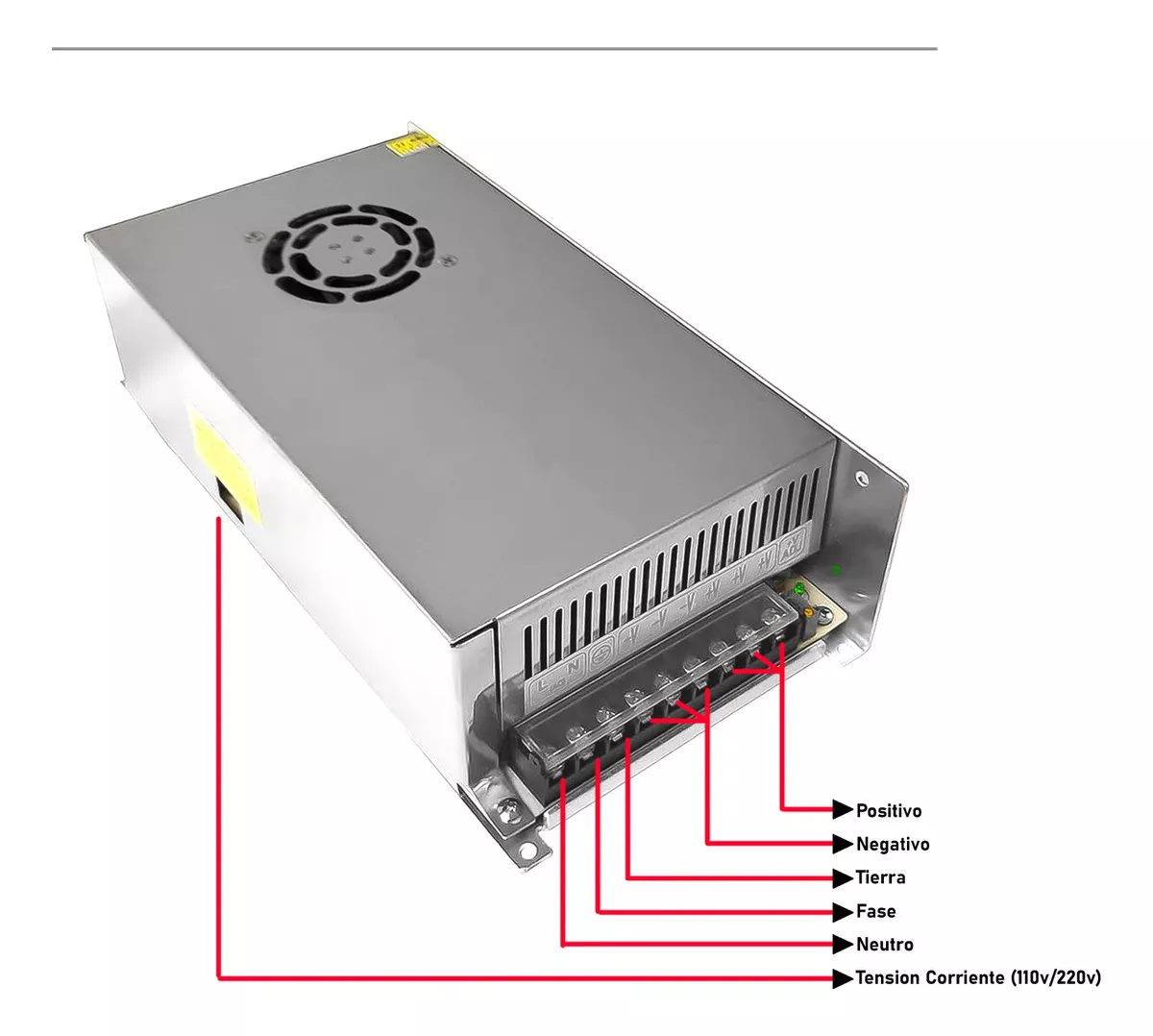 FUENTE PODER 12V 50A 600W TRANSFORMADOR 220V CAMARAS CINTA - 3
