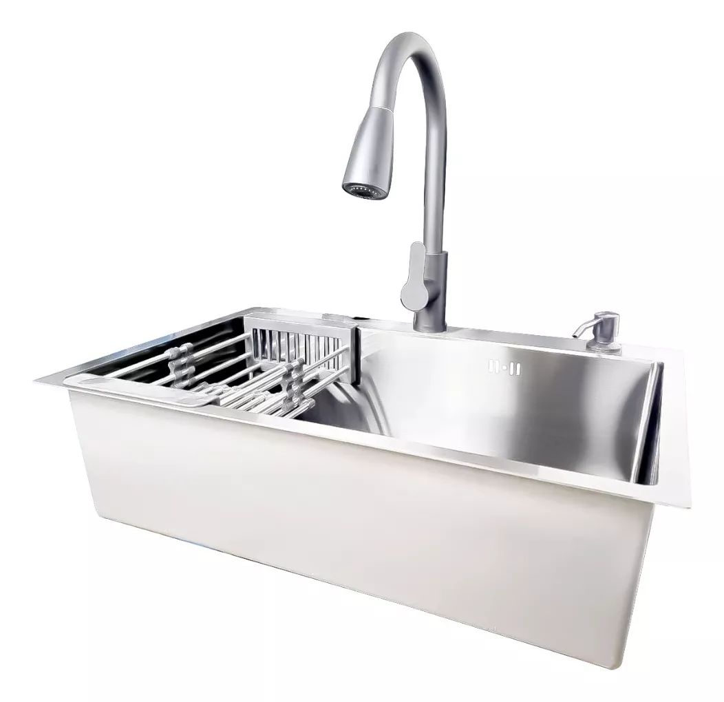 LAVAPLATOS 60X45CM DE ACERO CON LLAVE DUAL FULL ACCESORIOS - 3