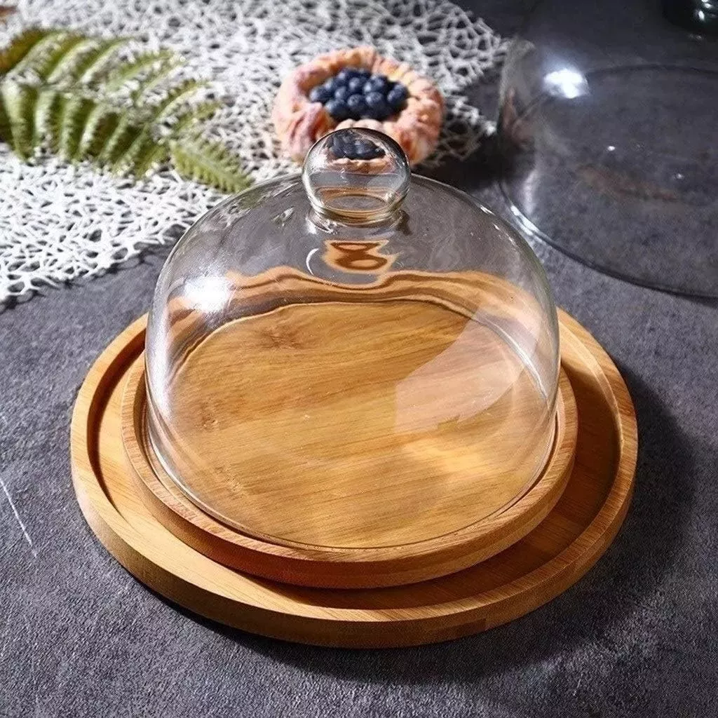 TORTERA ORGANIZADOR DE COCINA 30CM MADERA BAMBU CON TAPA - 5
