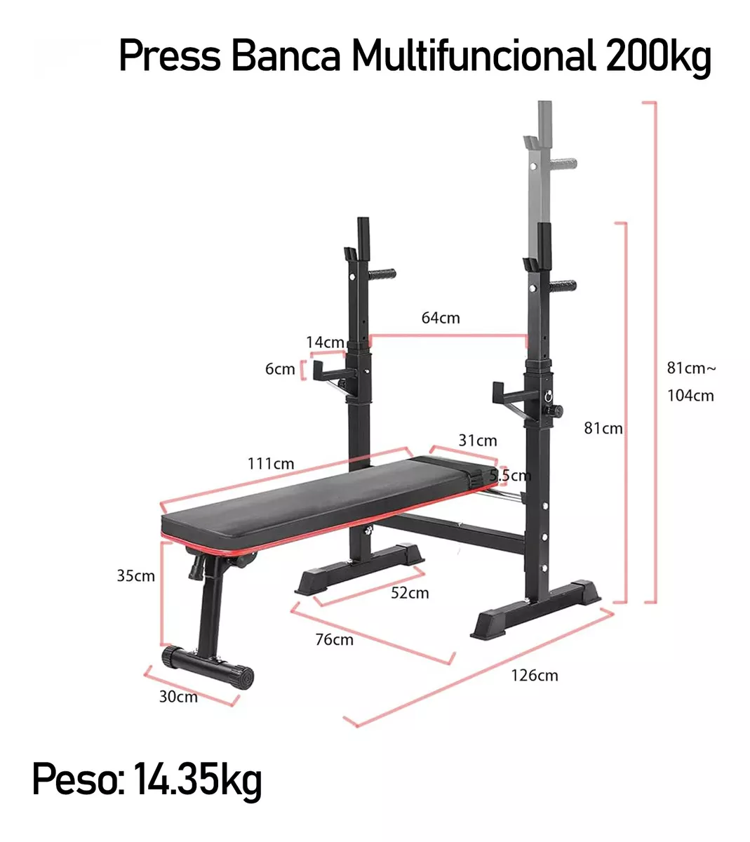 PRESS BANCA ABDOMINAL RECLINABLE RACK PESAS 5 NIVEL BOOMFIT - 2
