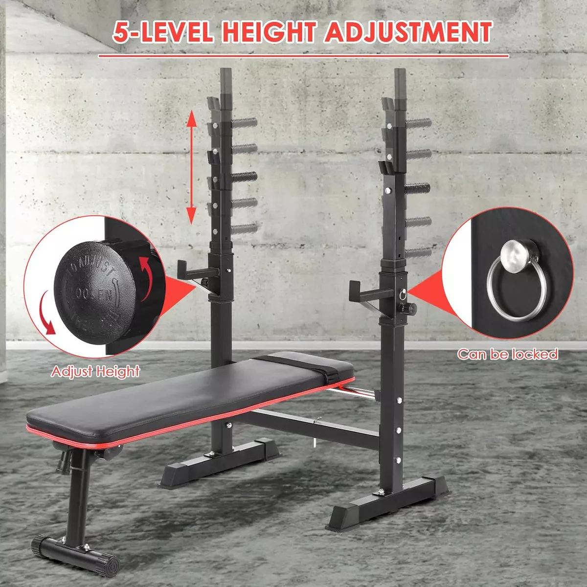 PRESS BANCA ABDOMINAL RECLINABLE RACK PESAS 5 NIVEL BOOMFIT - 4