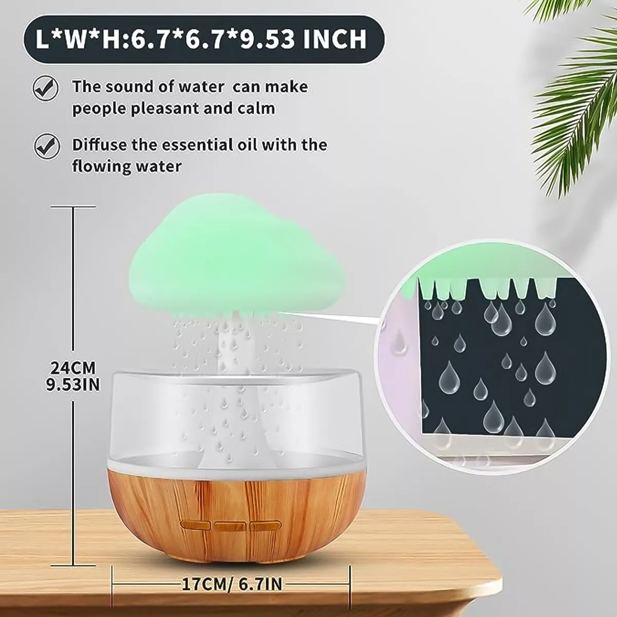 HUMIDIFICADOR NUBE LLUVIA AIRE DIFUSOR 280ML AROMATERAPIA - 3