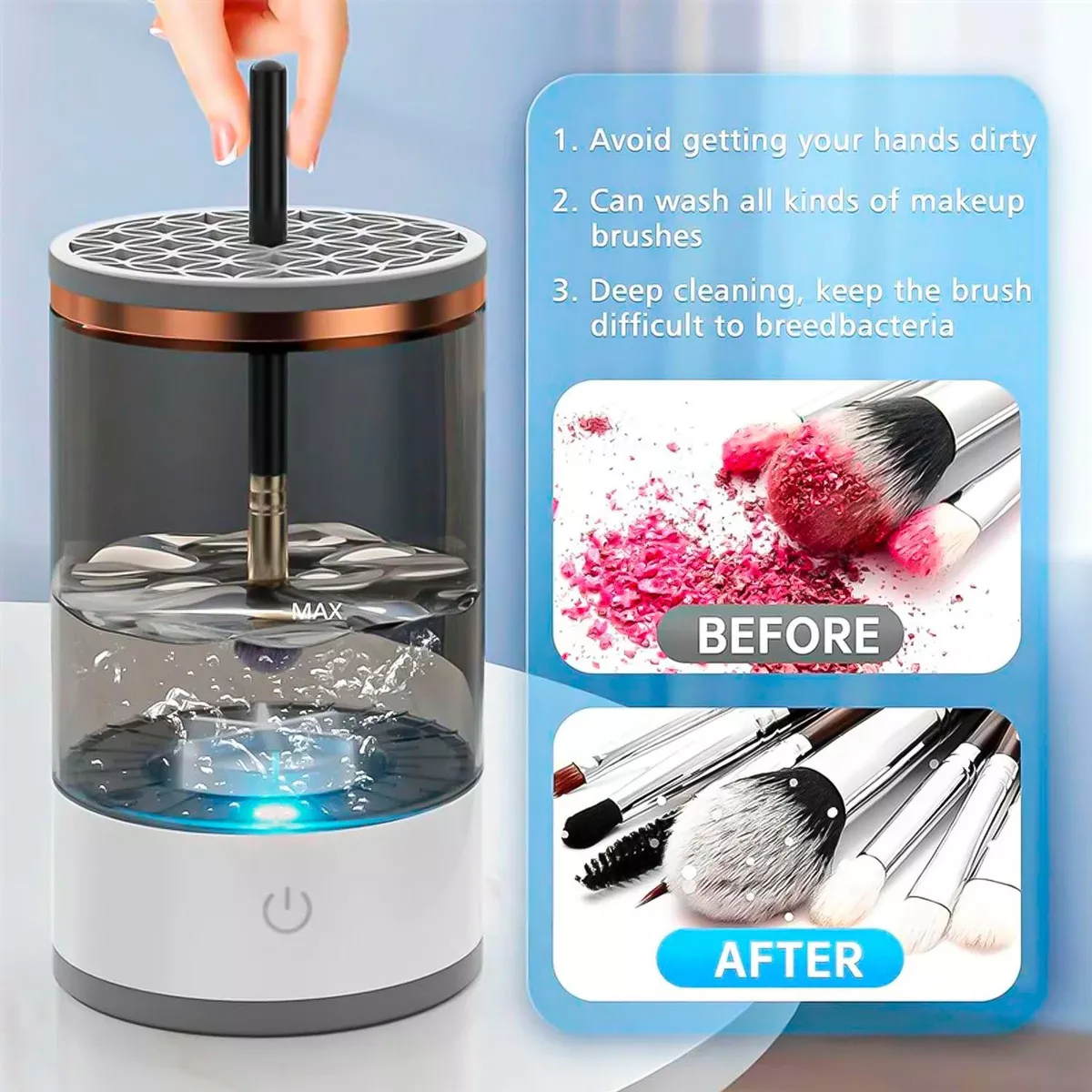 BROCHAS MAQUILLAJE LIMPIADOR ELÉCTRICO COSMETICO PINCEL USB - 4