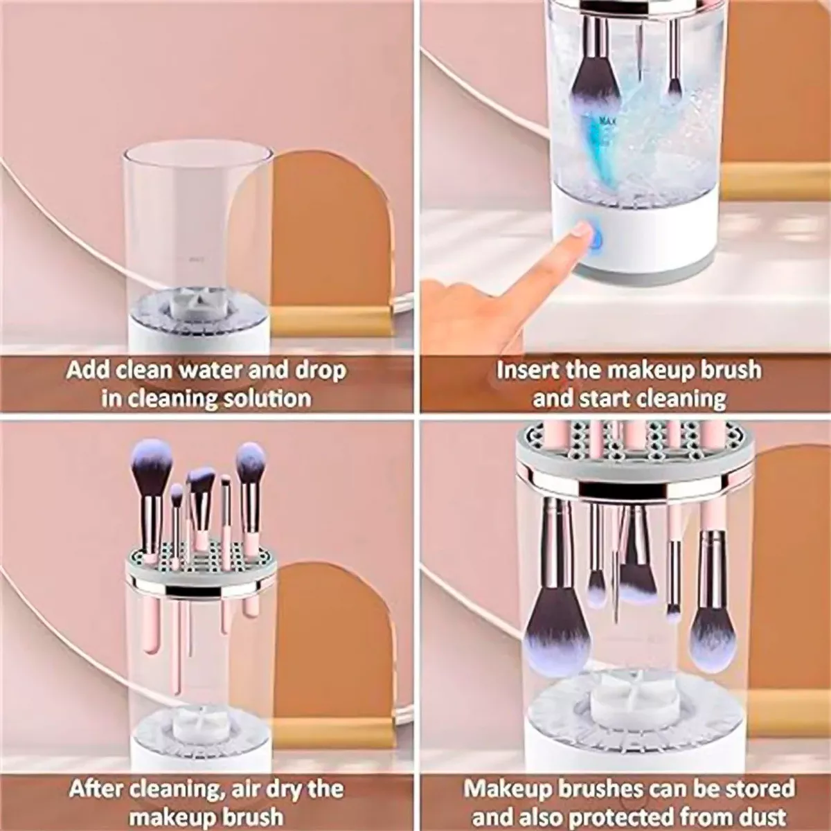 BROCHAS MAQUILLAJE LIMPIADOR ELÉCTRICO COSMETICO PINCEL USB - 5