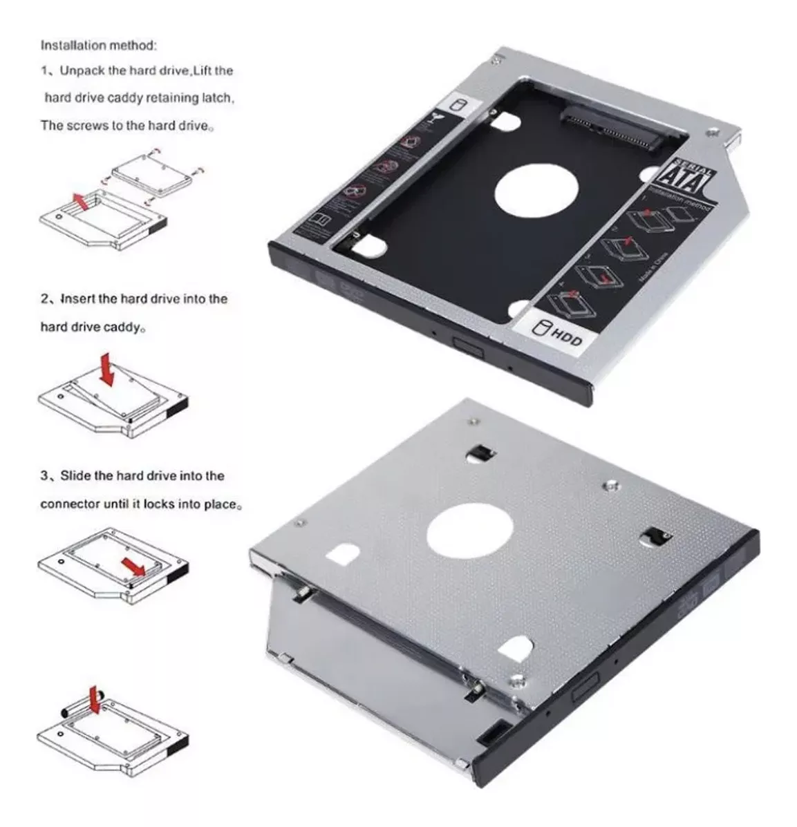 CASE COFRE DISCO DURO SOLIDO SSD HDD 9.5MM SLOT CD/DVD-ROM - 2