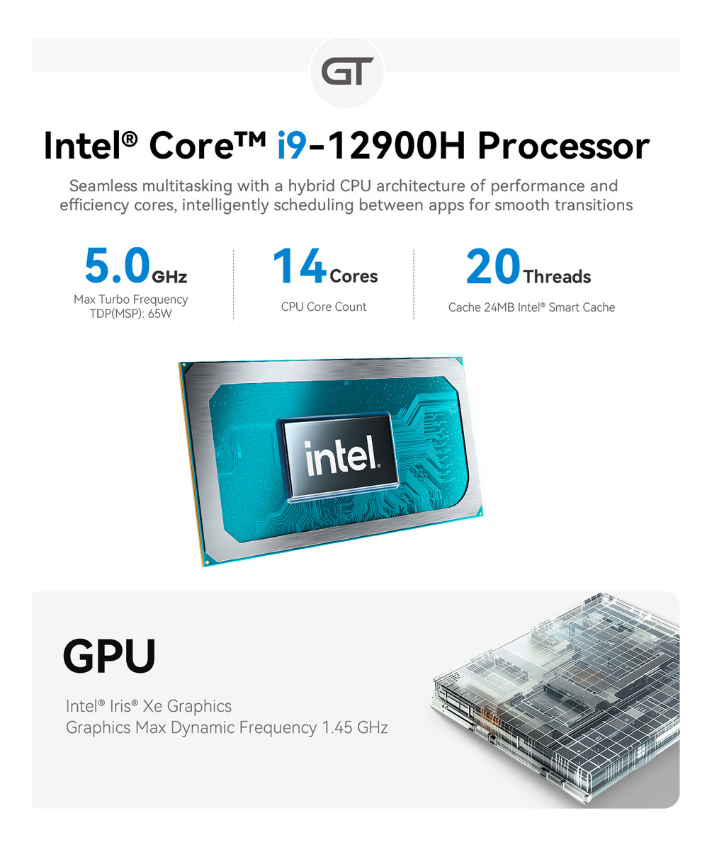 MINI PC BEELINK GTI12 INTEL I9 12900HK 32GB 1TB SSD 14 CORE - 2