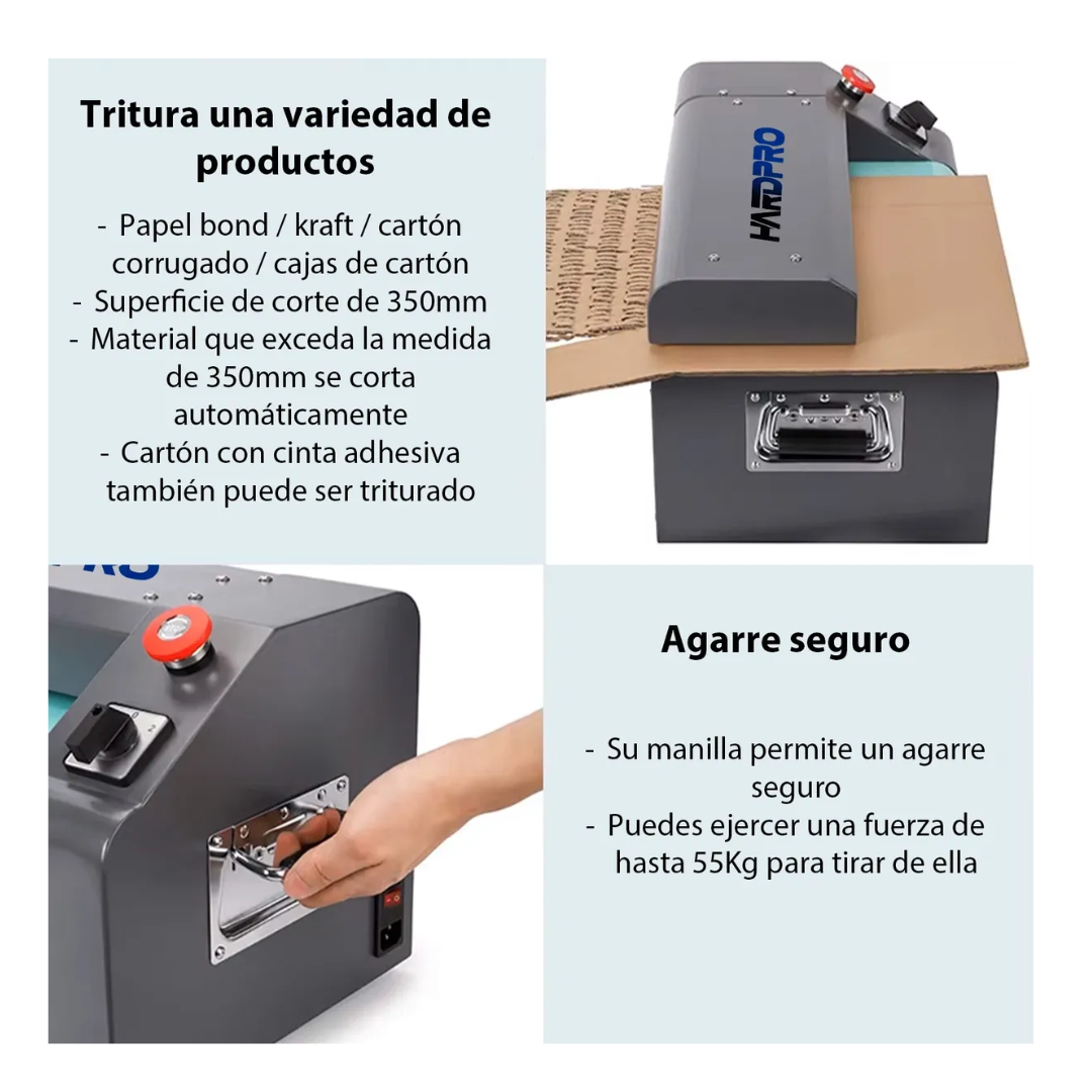 MÁQUINA TRITURADORA DE CARTÓN PARA RELLENO Y EMBALAJE 370W TURQUESA - 8