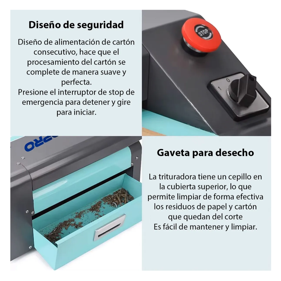MÁQUINA TRITURADORA DE CARTÓN PARA RELLENO Y EMBALAJE 370W TURQUESA - 9