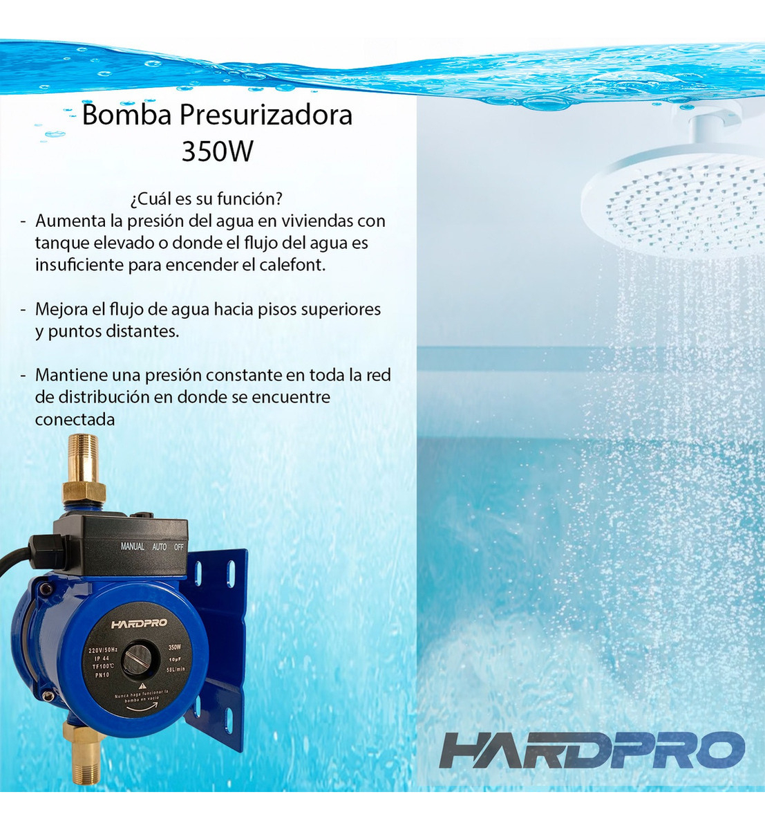 BOMBA PRESURIZADORA AGUA 58 L/MIN 350 W - 2