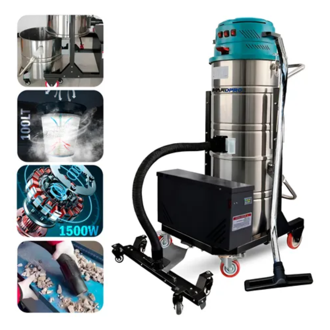 ASPIRADORA INDUSTRIAL HARDPRO 1500W INALAMBRICA 100L 40MM VERDE - 1