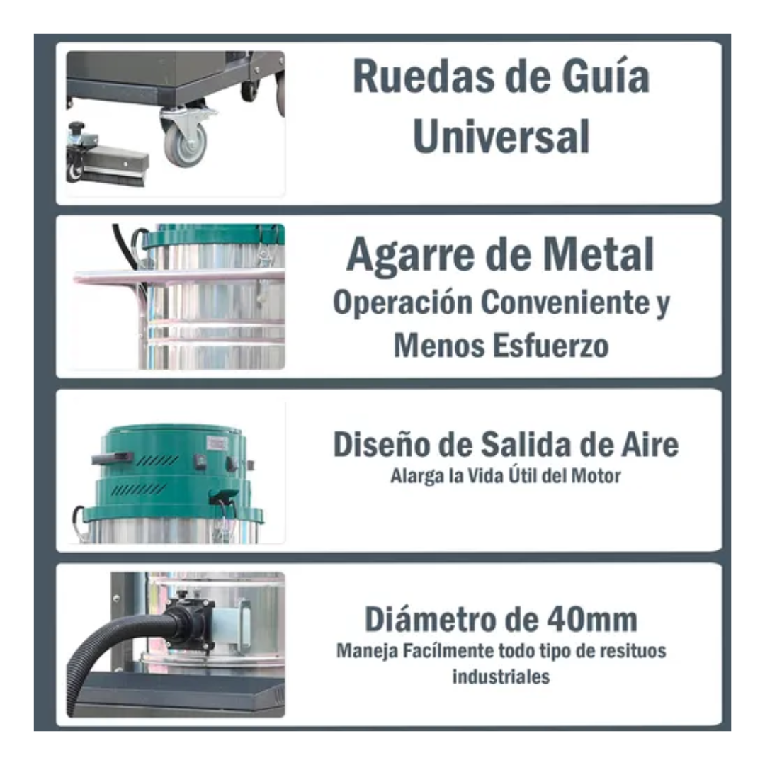 ASPIRADORA INDUSTRIAL HARDPRO 1500W INALAMBRICA 100L 40MM VERDE - 9