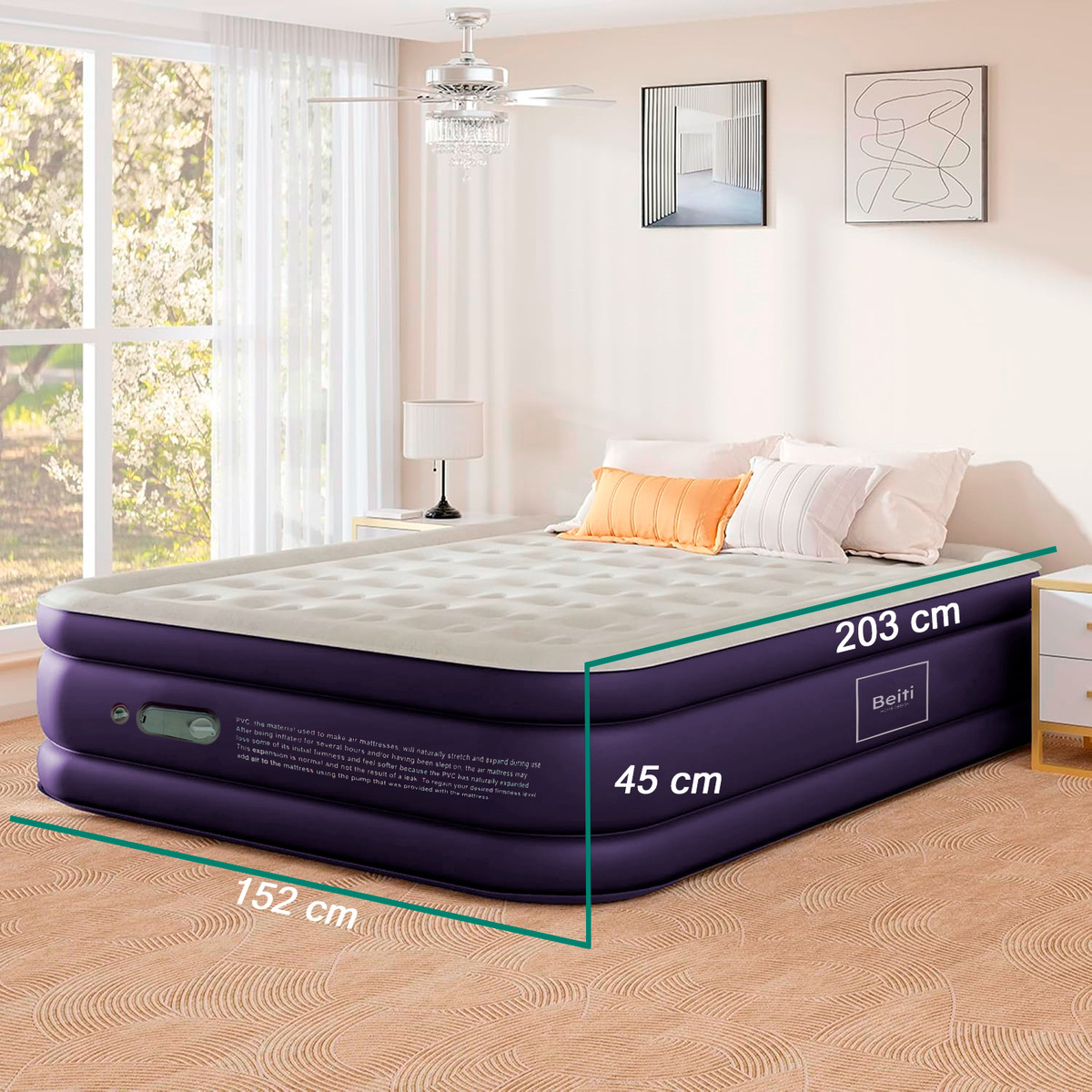 COLCHON CAMA INFLABLE ELECTRICO CAMPING GLAMPING 2PLAZA 45CM - 3