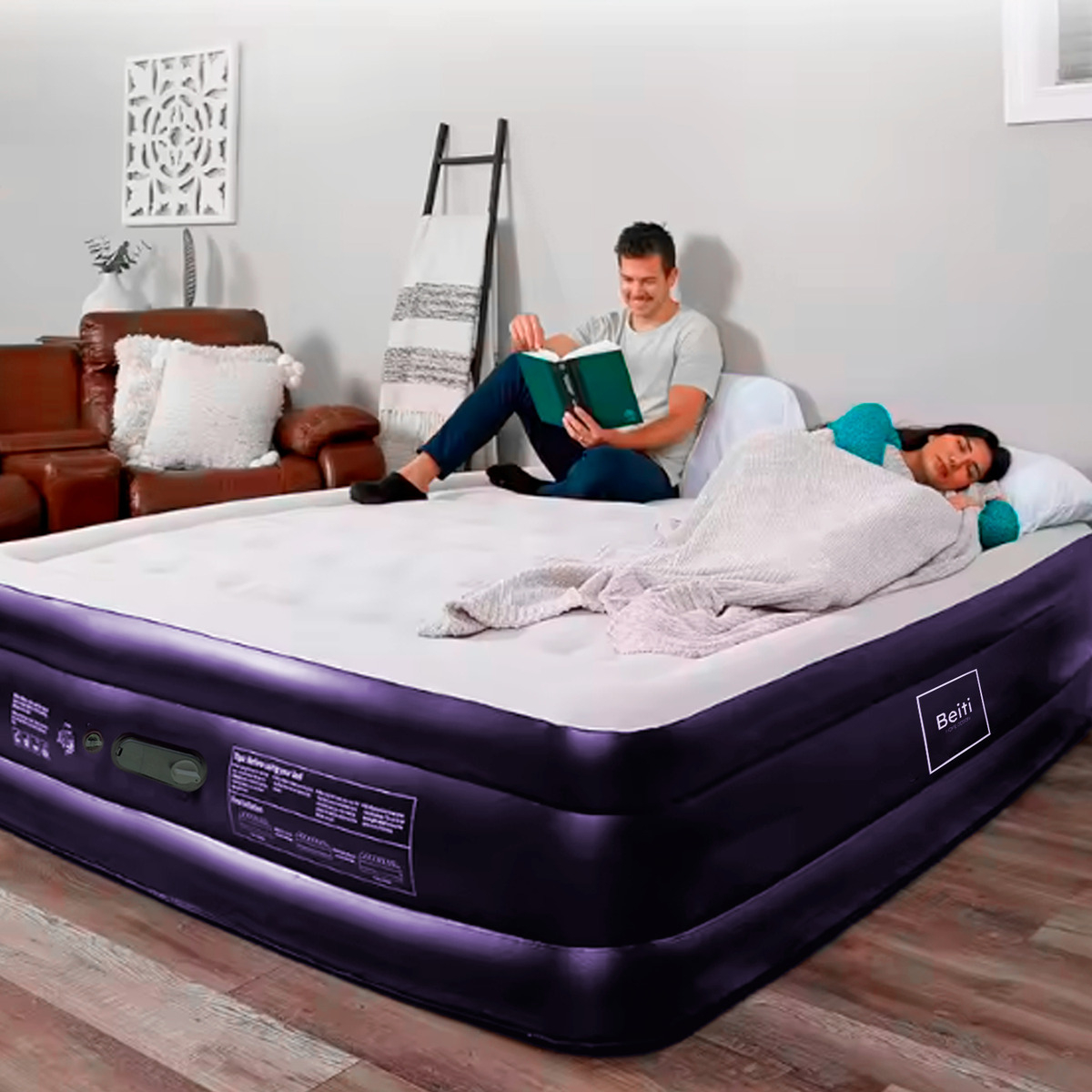 COLCHON CAMA INFLABLE ELECTRICO CAMPING GLAMPING 2PLAZA 45CM - 4