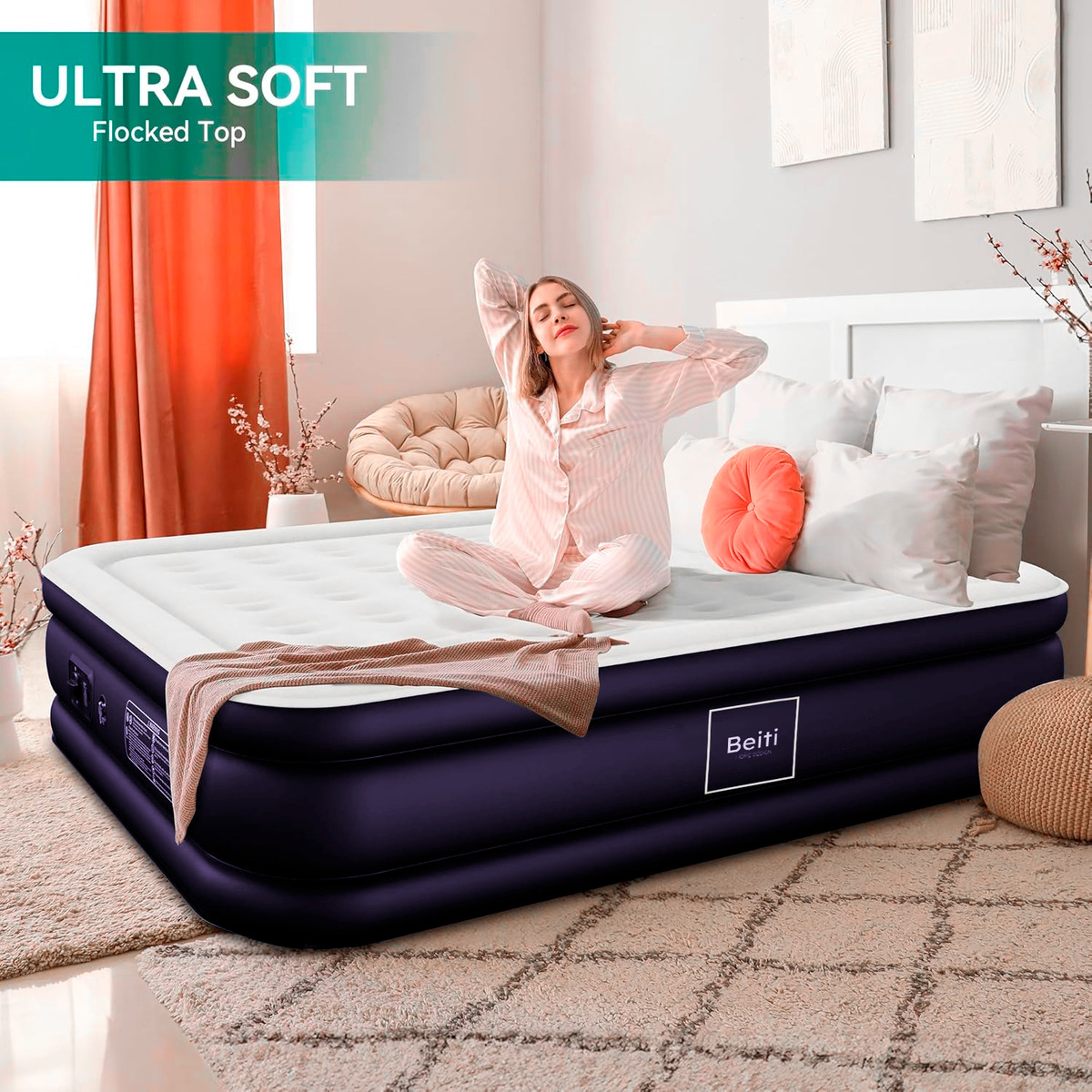 COLCHON CAMA INFLABLE ELECTRICO CAMPING GLAMPING 2PLAZA 45CM - 9