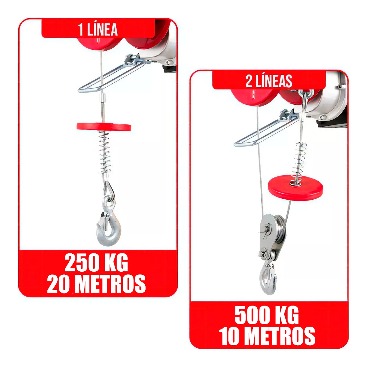 TECLE ELE CTRICO DE LEVANTE 500K 12 METROS CABLE ACERO 1050W - 3