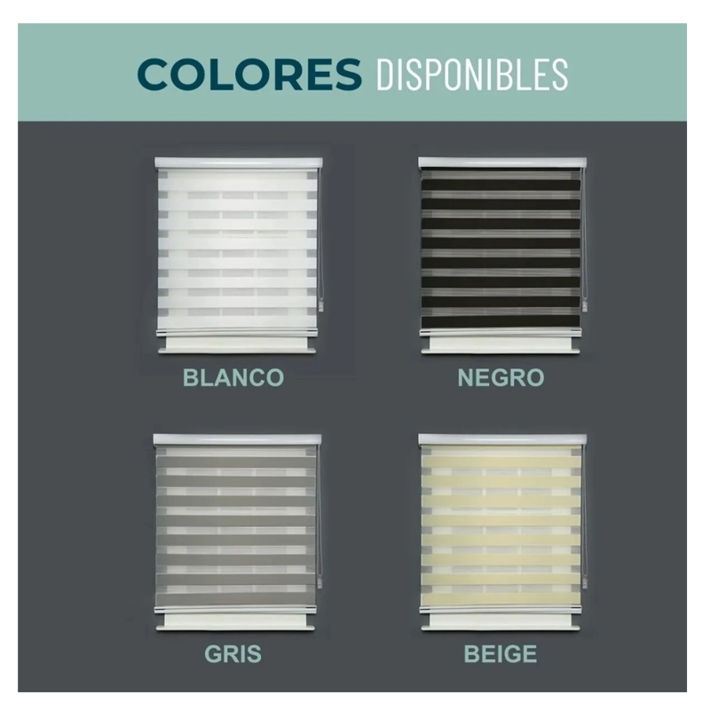 CORTINA ROLLER DUO ZEBRA DIA NOCHE 80X200CM COLORES VARIADOS - 3