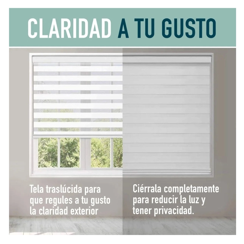 CORTINA ROLLER DUO ZEBRA DIA NOCHE 80X200CM COLORES VARIADOS - 5