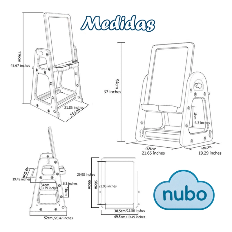 PIZARRA DIBUJO PARA NIÑOS Y MESA DE TRABAJO 4 NIVELES VARIOS COLORES - 3