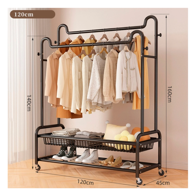 PERCHERO ORGANIZADOR COLGANTE DE ROPA DOBLE CON RUEDAS 120CM - 2