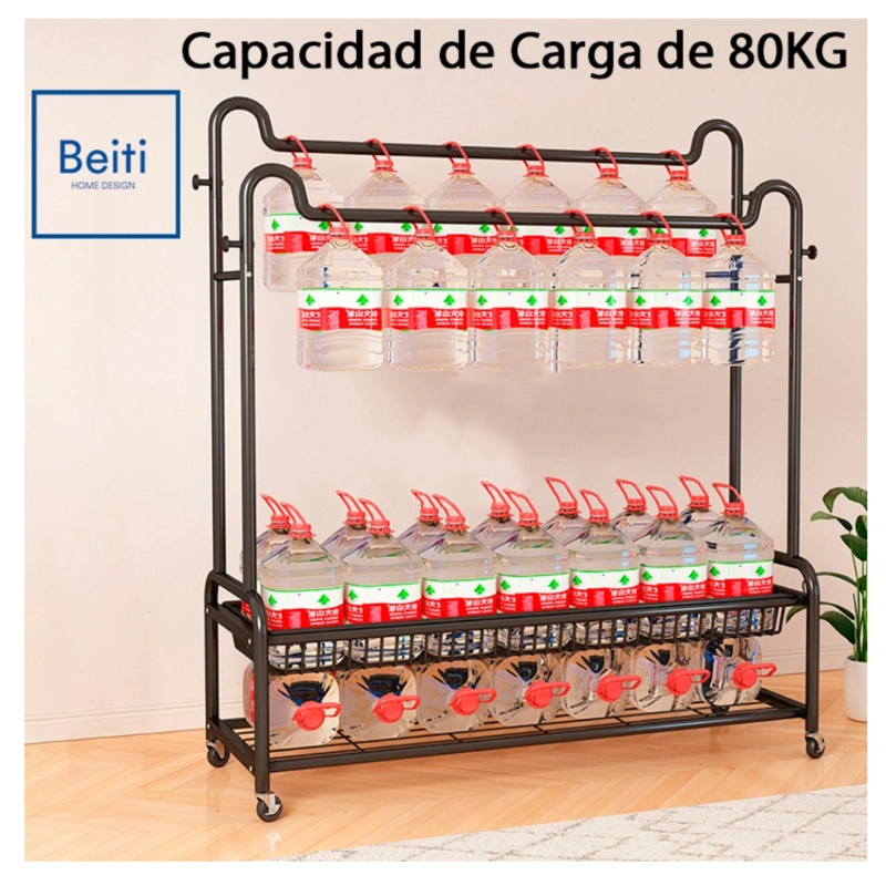 PERCHERO ORGANIZADOR COLGANTE DE ROPA DOBLE CON RUEDAS 120CM - 3