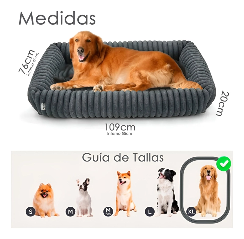 CAMA PARA PERRO LAVABLE ANTIDESLIZANTE Y TELA POLA 106X76CM - 3