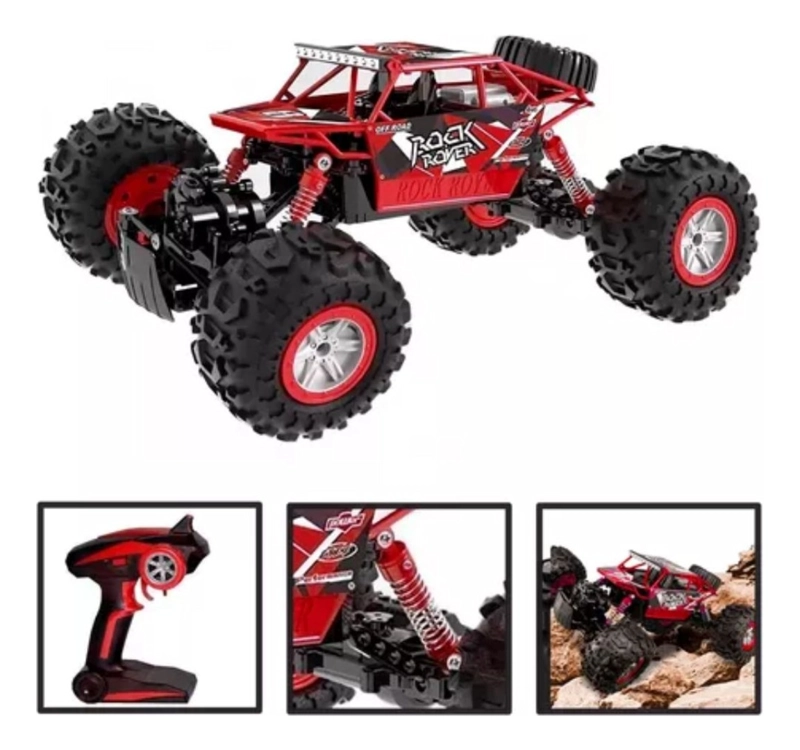 AUTO CONTROL REMOTO OFF ROAD ROCKCRAWLER 2.4GZ 1:18 4X4 ROJO Y AZUL - 1