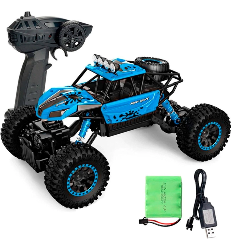 AUTO CONTROL REMOTO OFF ROAD ROCKCRAWLER 2.4GZ 1:18 4X4 ROJO Y AZUL - 6