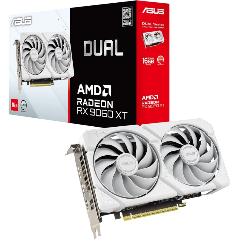 TARJETA DE VIDEO ASUS DUAL RADEON RX 9060 XT 16GB GDDR6 WHITE EDITION - 1