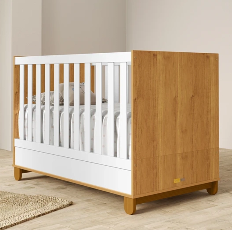 CUNA MADERA NEW ZUPI BLANCA/CARAMELO - KIDSCOOL - 2