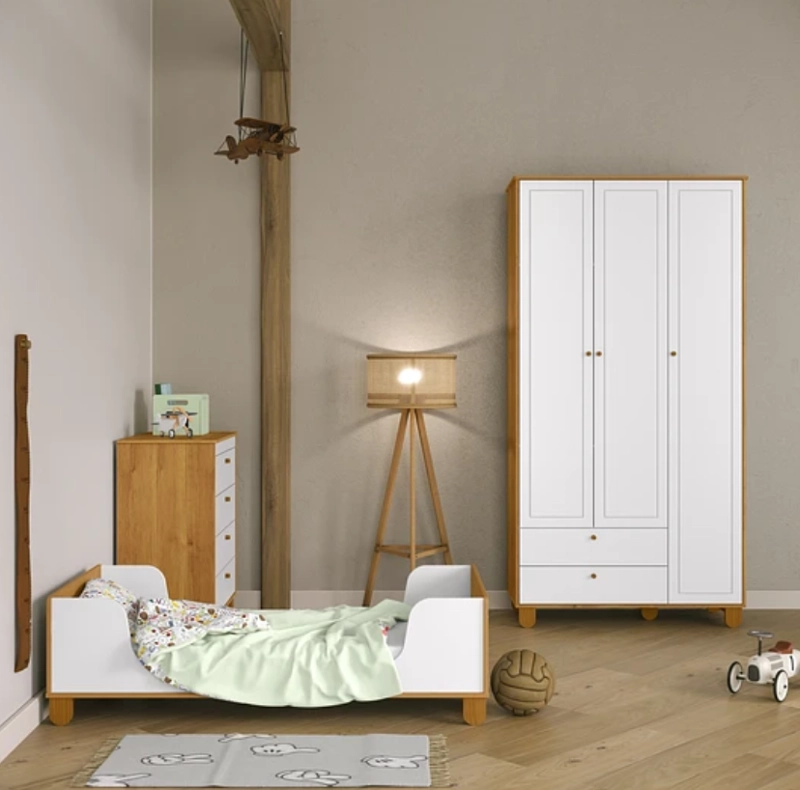 CUNA MADERA NEW ZUPI BLANCA/CARAMELO - KIDSCOOL - 3