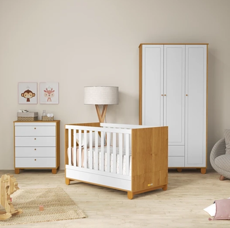 CUNA MADERA NEW ZUPI BLANCA/CARAMELO - KIDSCOOL - 4