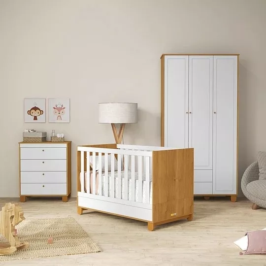 CUNA MADERA NEW ZUPI BLANCA/CARAMELO - KIDSCOOL - 5