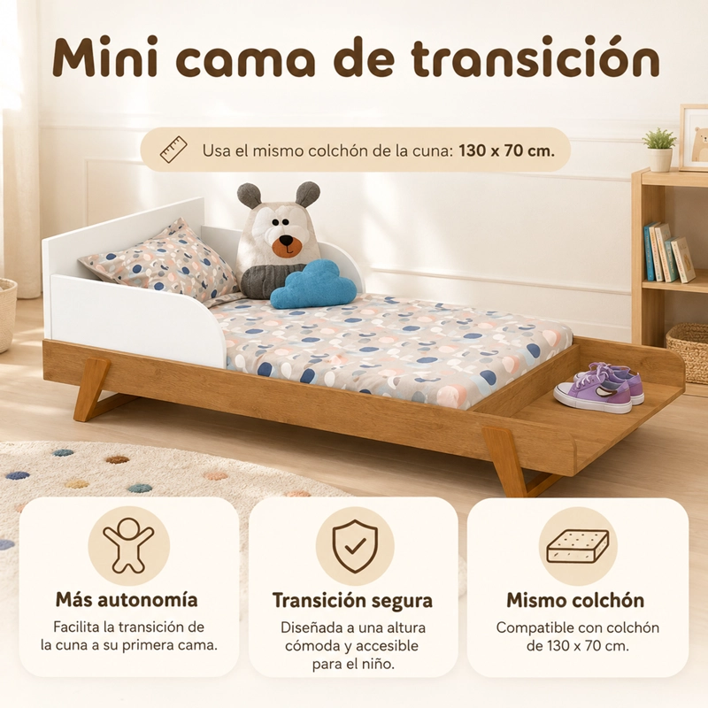 CUNA MULTIFUNCIONAL BEBÉ CON CÓMODA MAXX BLANCA ECO WOOD - 2