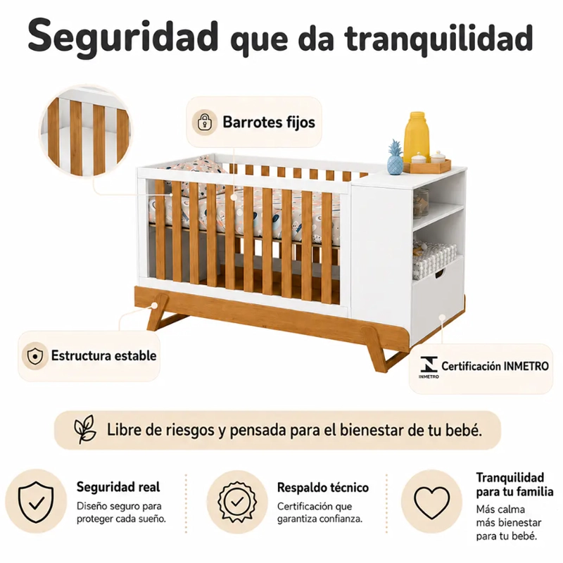 CUNA MULTIFUNCIONAL BEBÉ CON CÓMODA MAXX BLANCA ECO WOOD - 5