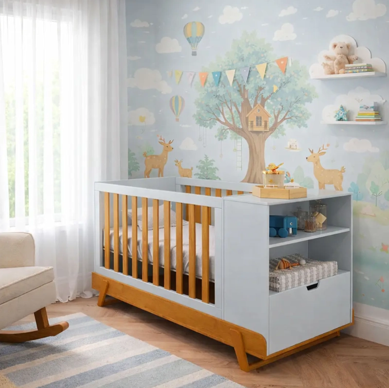 CUNA MULTIFUNCIONAL BEBÉ CON CÓMODA MAXX BLANCA ECO WOOD - 7