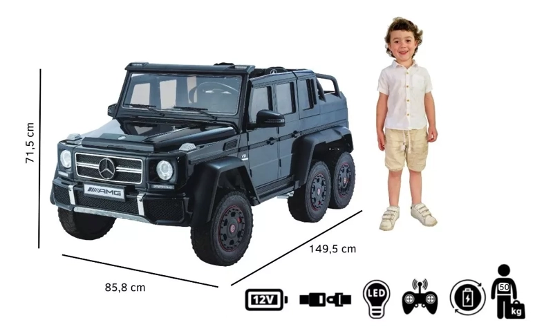 AUTO A BATERIA KIDSCOOL NEGRO MERCEDES G63 6X6 + LICENCIA - 8520092-6R-NG - 3