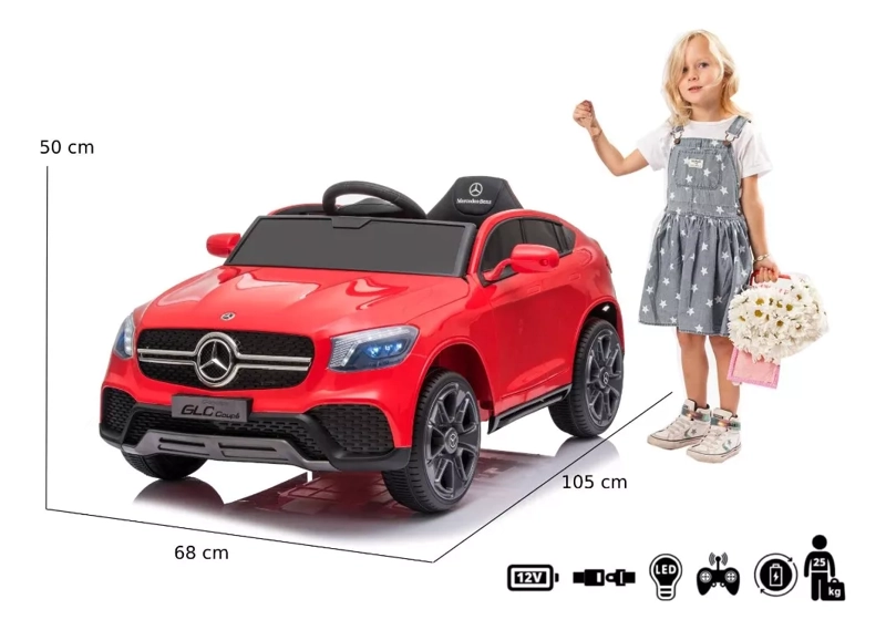 AUTO KIDSCOOL MERCEDES BENZ GLC COUPE BATERIA ROJO / BLANCO - 3