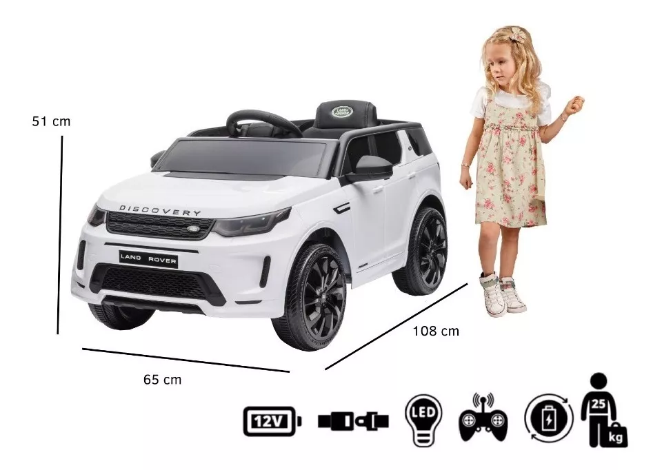 AUTO A BATERIA LAND ROVER DISCOVERY CON LICENCIA BLANCO - 8350084-2R-BL - 3