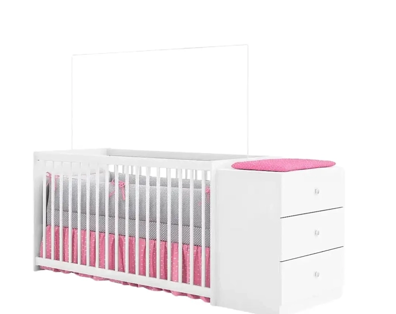CUNA CON COMODA GUTTI BLANCA - KIDSCOOL - 1