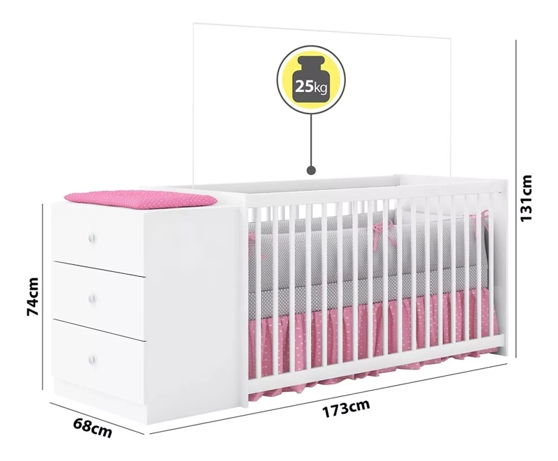 CUNA CON COMODA GUTTI BLANCA - KIDSCOOL - 3